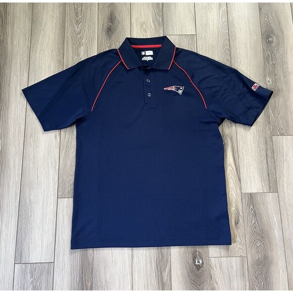 New England Patriots Polo Shirt Mens Size M Medium NFL Team Apparel Blue - Picture 1 of 10